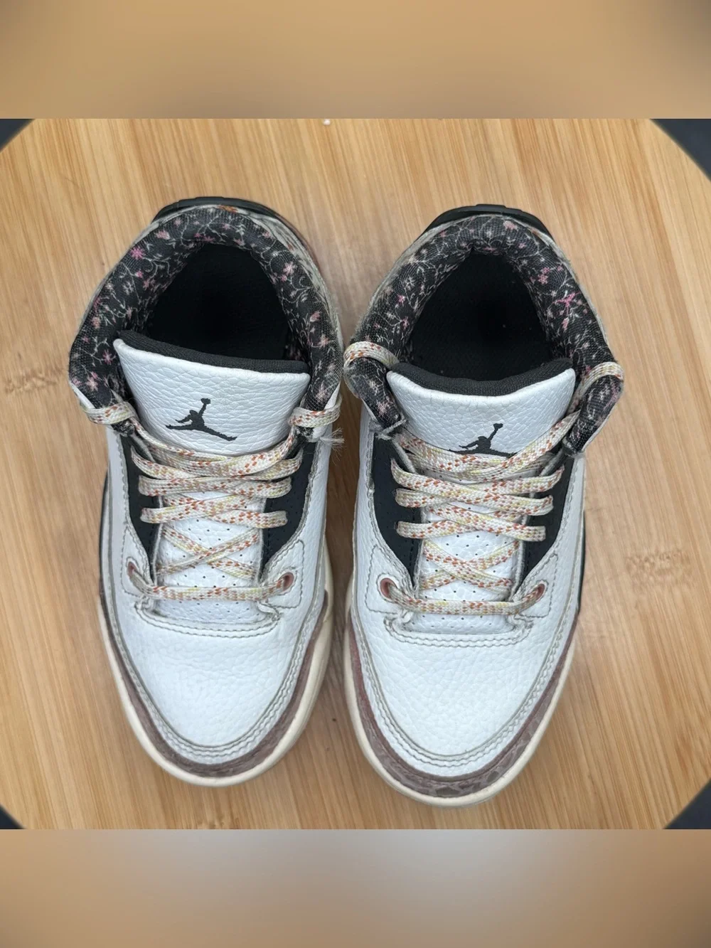 Air Jordan 3 (PS) Retro Red Stardust Shoes White Pink Flowers 11C